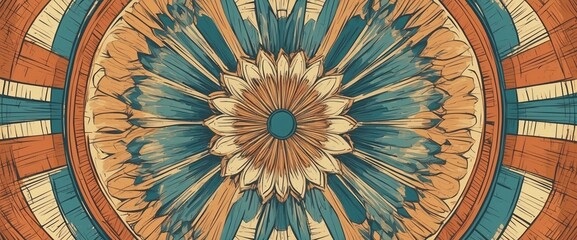 Radial background wallpaper pattern in abstract vintage colors