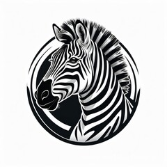 Elegant Black and White Zebra Logo Illustration Encircled with Striking Contrast