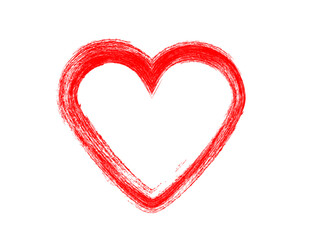 Grunge Valentines Day Heart made with red paint using art brush.