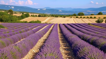 view of purple lavender flower fields