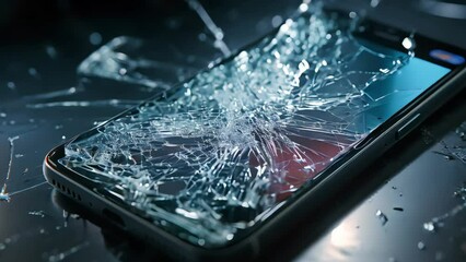Close-up of a smartphone with a broken screen. illustration for phone repair and glass protection. Generative AI