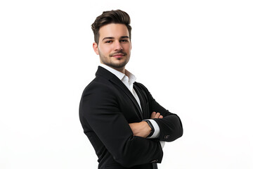 Naklejka premium portrait of businessman arm crossed on isolated background