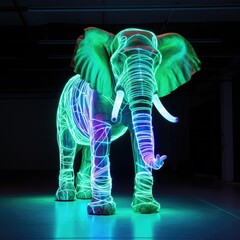  Realistic lifelike elephant mammoth in fluorescent electric highlighters ultra-bright neon outfits