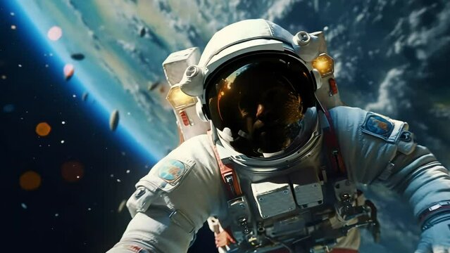 an astronaut falls from space to earth. Generative AI