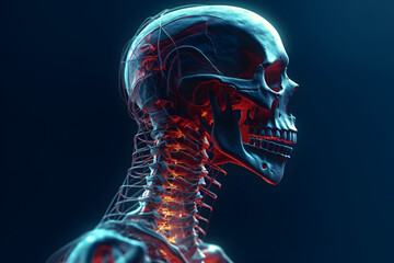 Neck pain, upper spine, cervical vertebrae spine, human body anatomy - obrazy, fototapety, plakaty