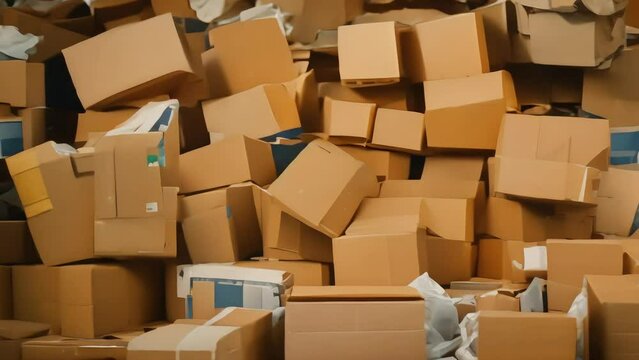 a lot of paper packing boxes piled up in a big pile. Generative AI