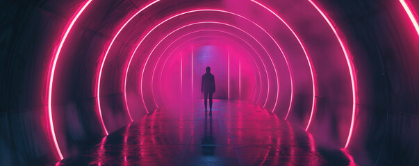 Tunnel with neon light