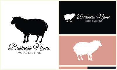 silhouette sheep goat logo template