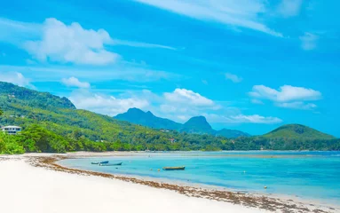 Crédence de cuisine en verre imprimé Anse Source D'Agent, île de La Digue, Seychelles Turquoise water and white sand in the tropics