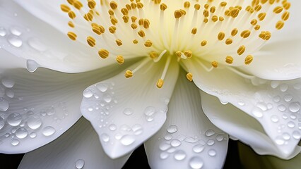 Dew-Kissed White Flower in Nature’s Tranquil Beauty