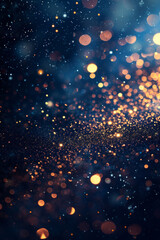 Abstract background with star light dark, blue and gold particle. 