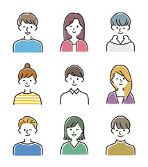 男女の上半身ベクターイラスト　ウィンク