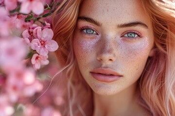Naklejka premium portrait of a woman with flowers
