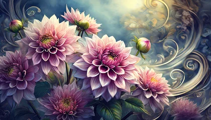 Foto op Canvas Dalia, tapeta w kwiaty © anettastar
