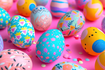 Fototapeta na wymiar Colorful Easter Food Design: Celebrate with Vibrant Egg Festival