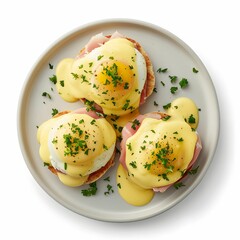 Eggs Benedict isolated on white - Delicious Brunch Dish