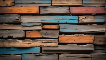 A Wall Wearing the Vivid Patina of Weather-Damaged Wood, a Silent Symphony of Erosion
