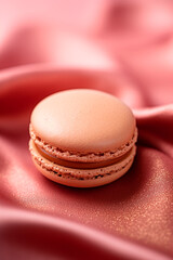 Obraz premium One macaroon. Minimialist and elegant. Gastronomy photography, very close up сreated with Generative Ai