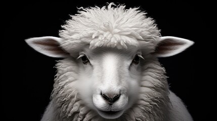 Realistic portrait of a sheep. Close-up of farm animal in monochrome style. Illustration for cover,...