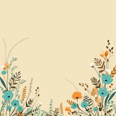 Fototapeta na wymiar cute cartoon flower border on a light brown background, vector, clean