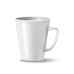 photorealistic white cup with shadows over white background