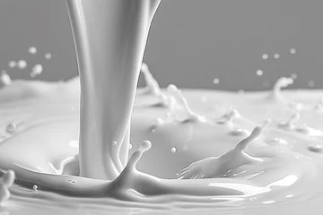 Selbstklebende Fototapeten Milk white splash flow background © uladzimirzuyeu