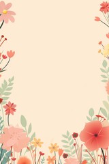 Fototapeta na wymiar cute cartoon flower border on a light mahogany background, vector, clean