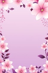 Fototapeta na wymiar cute cartoon flower border on a light orchid background, vector, clean