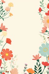 Fototapeta na wymiar cute cartoon flower border on a light platinum background, vector, clean