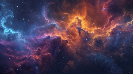 On the path of cosmic discovery, liquid nebulae create a mesmerizing tapestry of celestial art. - obrazy, fototapety, plakaty