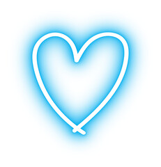 neon blue heart doodle love sign for valentines day 