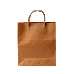 Recycled paper shopping bag  Isolated on a transparent background. PNG cutout or clipping path.	
