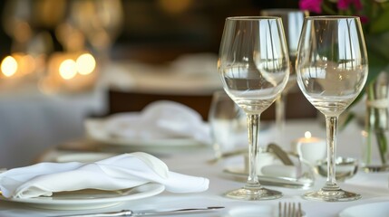 Elegant Dining Table Setting in Fine Restaurant
