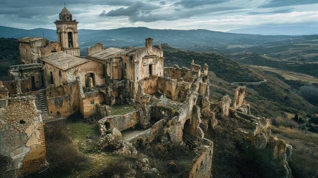 Italian city Craco in the province of matera. Ghost's city in south Italy