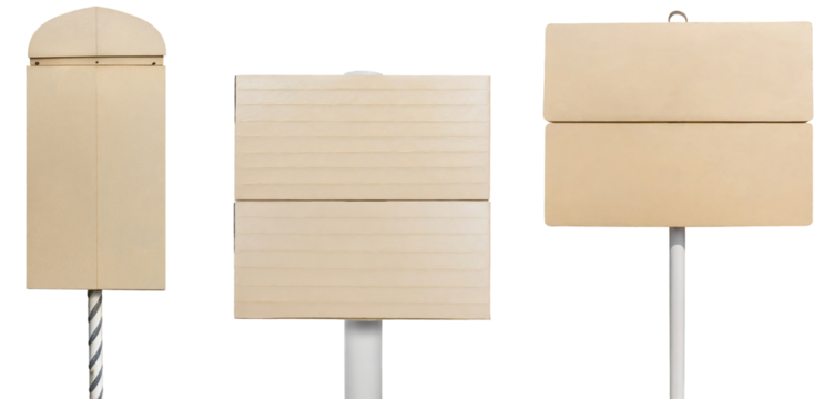 blank cardboard placard mock up on wood stick to put the text at protesting, Isolated on a transparent background. PNG, cutout, or clipping path.	
