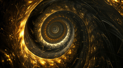 The golden spiral arms of galaxies in the deep sky of the universe.
