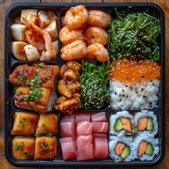 box with asian food closeup