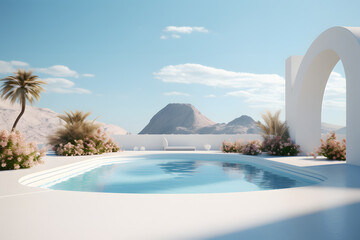 Fototapeta na wymiar outdoor oasis featuring a minimalist swimming pool