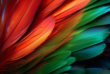 a close up image of a colorful bird's feather.