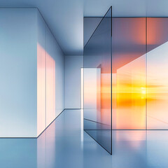 Empty Modern Interior with Light Design, Architectural Space, and Futuristic Corridor Perspective