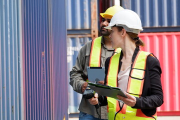 Employees working in a container warehouse.