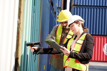 Engineer inspects containers container transport.