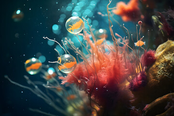 Fototapeta na wymiar Underwater organism, underwater