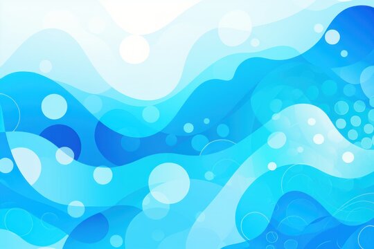 Cyan-blue gradient colorful geometric abstract circles and waves pattern background