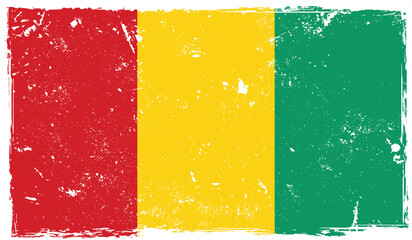 Guinea National flag on Rusty Texture and old style effects.