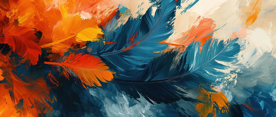 Abstract Brushstroke Art: Vivid Emotions on Blue Canvas