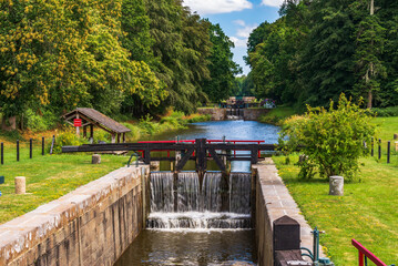 Tourist site of the Ille-et-Rance canal, The eleven locks, in Hédé Bazouges, between Saint-Malo and Rennes.