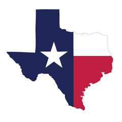 Outline of a map of the U.S. state of Texas with a flag © alvindom