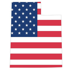Obraz premium Outline of a map of the U.S. state of Utah with a flag