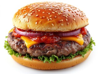 burger closeup on white background